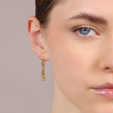 Golden Venetian Mesh Wire Dangle Earrings with Cubic Zirconia Pavé