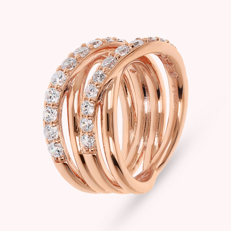 Multistrand Braided Band Ring with Cubic Zirconia