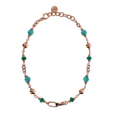 Rolo Chain Choker Necklace and Oval Links with Natural Quartzite Stone Spheres