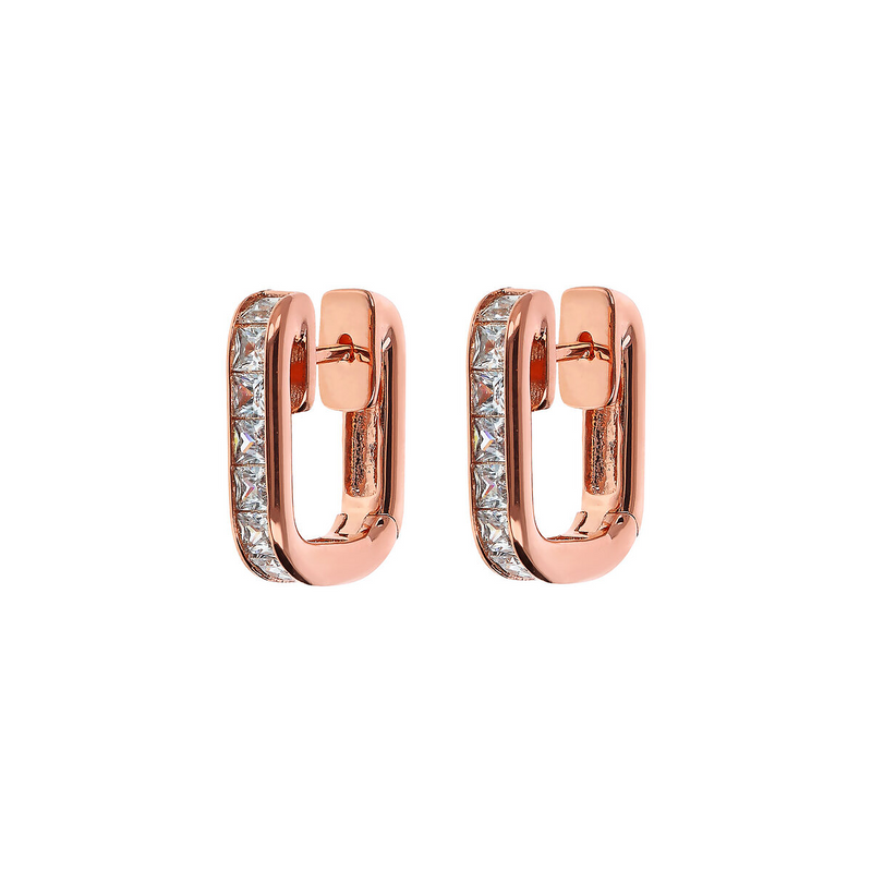 Hoop Earrings with Square Cubic Zirconia Princess Cut