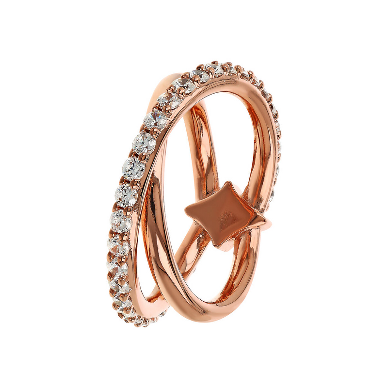 Étoile Double Intertwined Ring with Cubic Zirconia