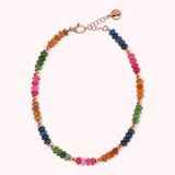 Collier Ras de Cou avec Rondelle et Pierres Naturelles Tourmaline et Quartzite Multicolores