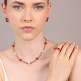 Collana Girocollo con Rondelle in Pietra Naturale e Perle d'Acqua Dolce Ø 6/11 mm