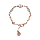 Bracelet with Natural Stone Rondelle and Freshwater Pearls Ø 6/11 mm