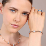 Bracciale con Rondelle in Pietra Naturale e Perle d'Acqua Dolce Ø 6/11 mm