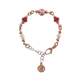 Bracelet with Natural Stone Rondelle and Freshwater Pearls Ø 6/11 mm