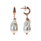 Pendant Earrings with White Baroque Freshwater Pearls Ø 13/14 mm