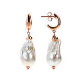 Pendant Earrings with White Baroque Freshwater Pearls Ø 13/14 mm