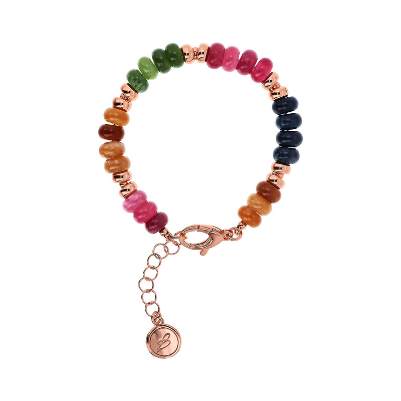 Bracelet with Rondelle and Multicolored Tourmaline and Quartzite Natural Stones