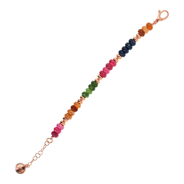 Bracelet avec Rondelle et Pierres Naturelles Tourmaline et Quartzite Multicolores