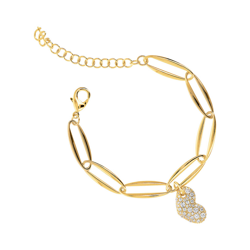 Armband Golden Marquise- und Herzglieder in Pavé aus Zirkonia