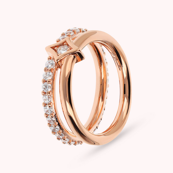 Double Ring Étoile Band and Ring in Cubic Zirconia