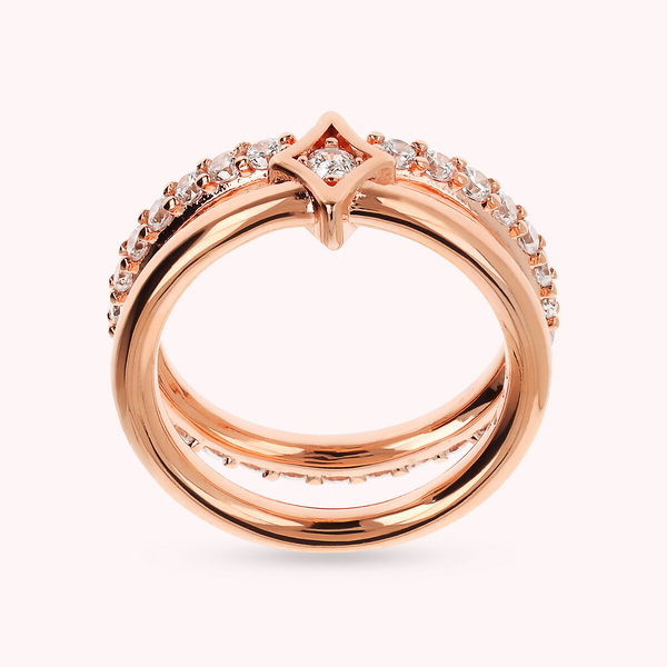 Double Ring Étoile Band and Ring in Cubic Zirconia