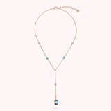 Tie Necklace with Round and Baguette Gem Prism