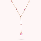 Tie Necklace with Round and Baguette Gem Prism