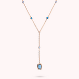 Tie Necklace with Round and Baguette Gem Prism