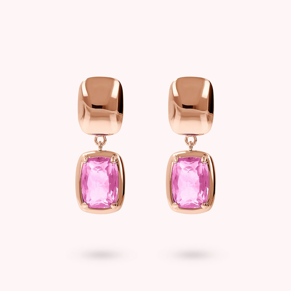 Dangle Earrings with Shiny Nuggets and Baguette Gem Prism