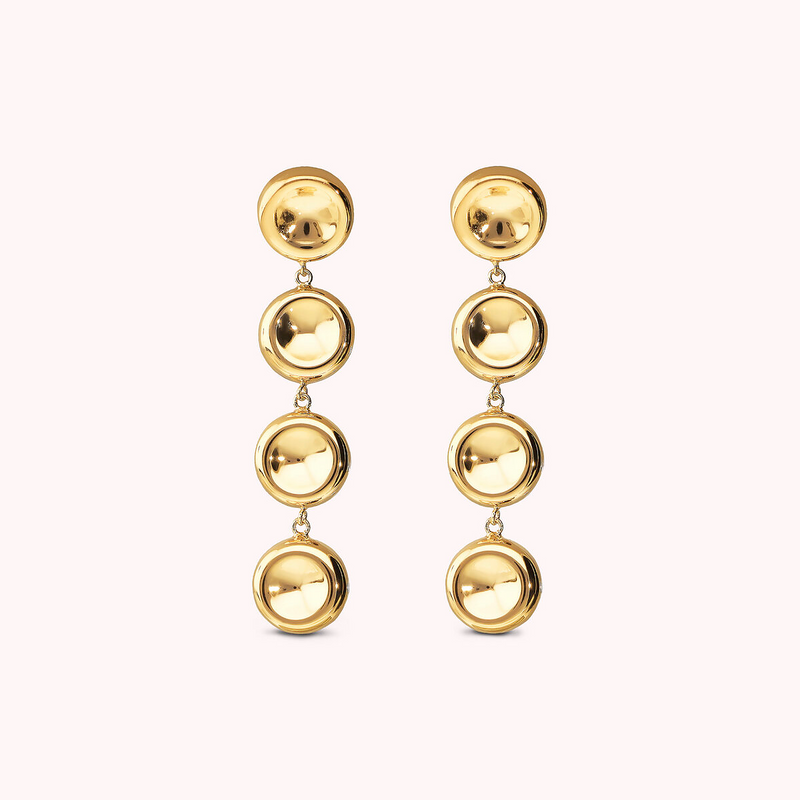 Golden Drop Earrings with Shiny Buttons