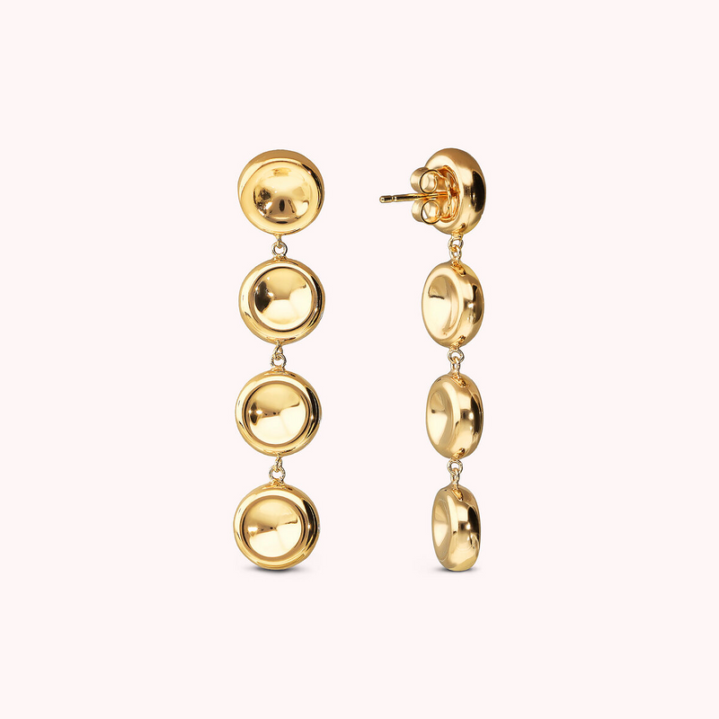 Golden Drop Earrings with Shiny Buttons