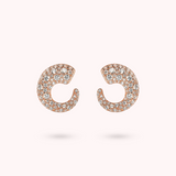 Graduated Semi-Circle Stud Earrings in Mixed Pavé