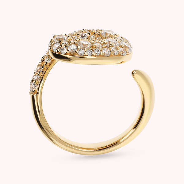 Contrarié Golden Graduated Ring with Mixed Pavé