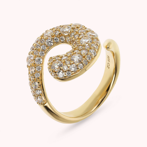 Contrarié Golden Graduated Ring with Mixed Pavé