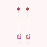 Dangle Earrings with Round and Baguette Gem Prism