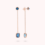 Dangle Earrings with Round and Baguette Gem Prism