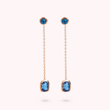 Dangle Earrings with Round and Baguette Gem Prism