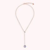 Tie Necklace with Pavé Washer and Round Gem Prism Pendant