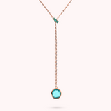 Tie Necklace with Pavé Washer and Round Gem Prism Pendant