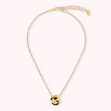 Golden Chain Necklace with Shiny Button Pendant