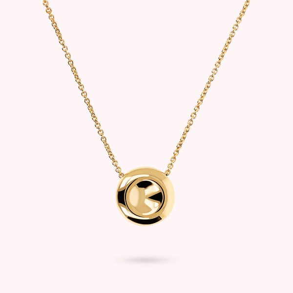 Golden Chain Necklace with Shiny Button Pendant