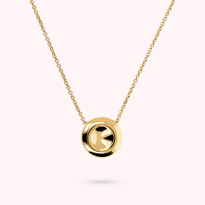 Golden Chain Necklace with Shiny Button Pendant