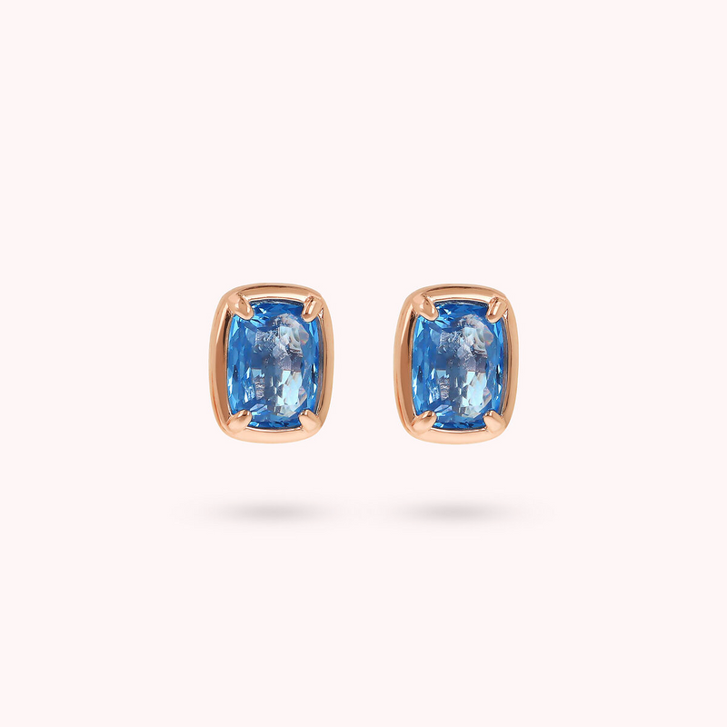 Stud Earrings with Baguette Gem Prism