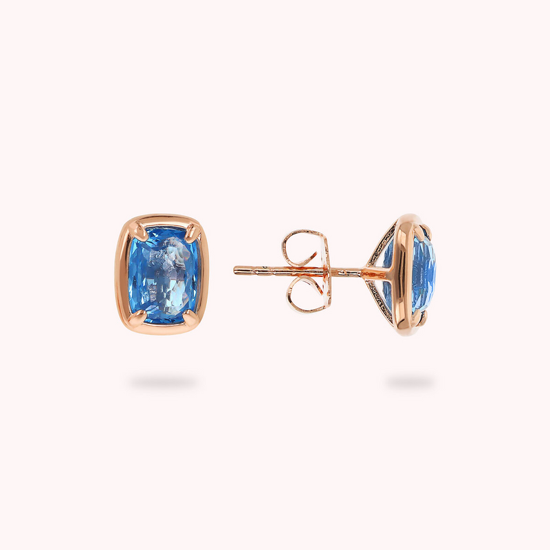 Stud Earrings with Baguette Gem Prism