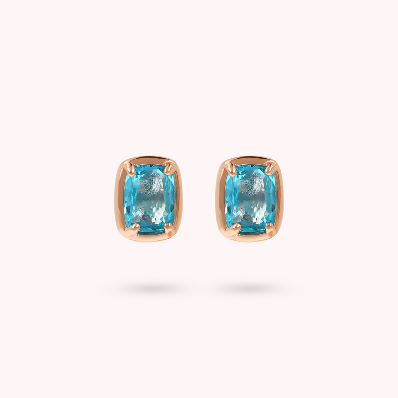 Stud Earrings with Baguette Gem Prism