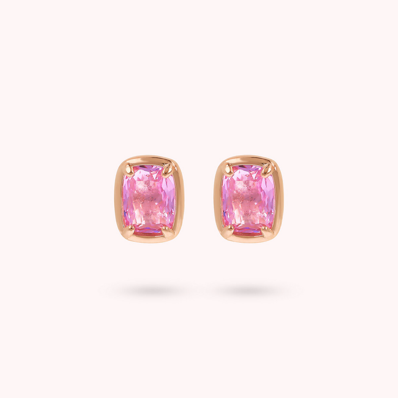 Stud Earrings with Baguette Gem Prism