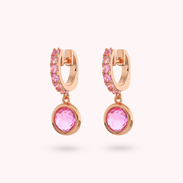 Dangle Earrings with Cubic Zirconia and Round Gem Prism