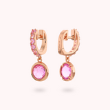 Dangle Earrings with Cubic Zirconia and Round Gem Prism