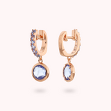 Dangle Earrings with Cubic Zirconia and Round Gem Prism