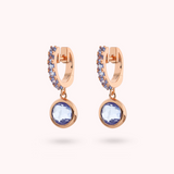 Dangle Earrings with Cubic Zirconia and Round Gem Prism