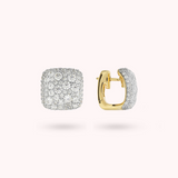 Square Golden Stud Earrings with Cubic Zirconia Pavé