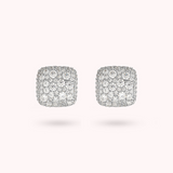 Square Golden Stud Earrings with Cubic Zirconia Pavé