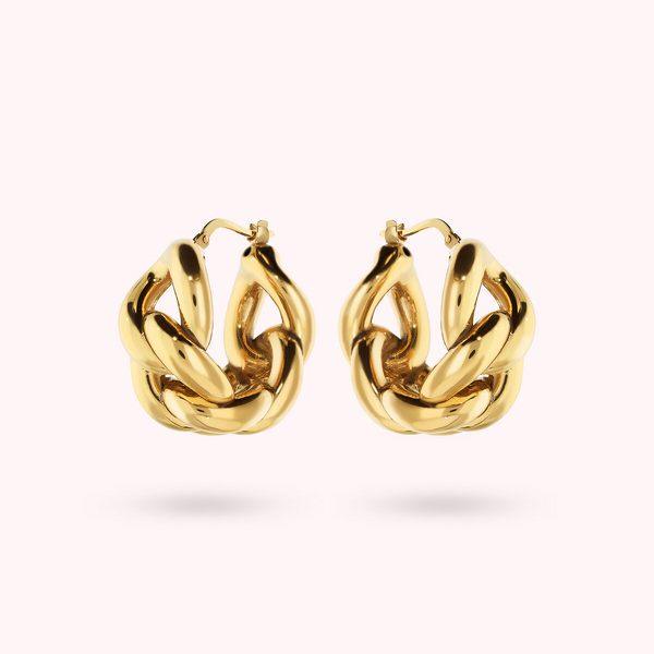 Golden Chain Hoop Earrings Glossy Grumetta