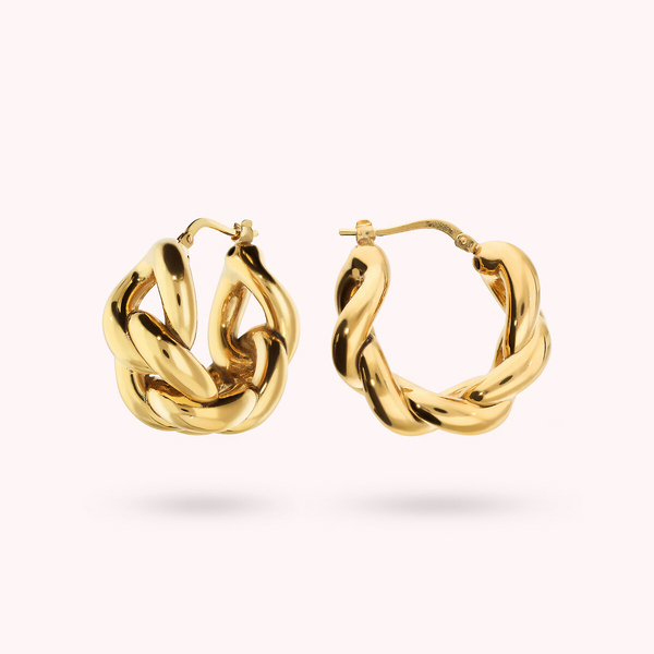 Golden Chain Hoop Earrings Glossy Grumetta