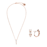 Set of Heart Necklace and Earrings with White Cubic Zirconia