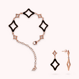 Étoile Black Enamel Bracelet and Pendant Earrings Set with Cubic Zirconia