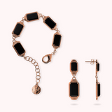 Bracelet and Pendant Earrings Set with Rectangular Black Onyx