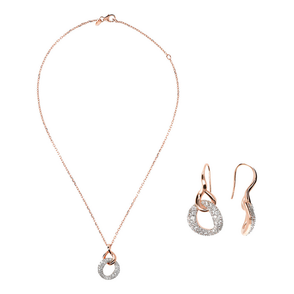 Set Collana e Orecchini Pendenti con Maglia in Pavé di Cubic Zirconia